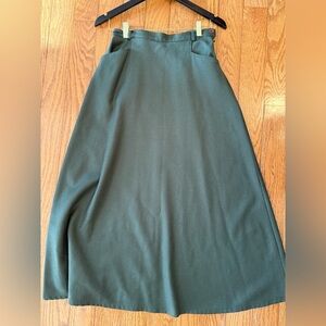 Vintage Herman Geist Green A Line 100% Wool Maxi Skirt 8